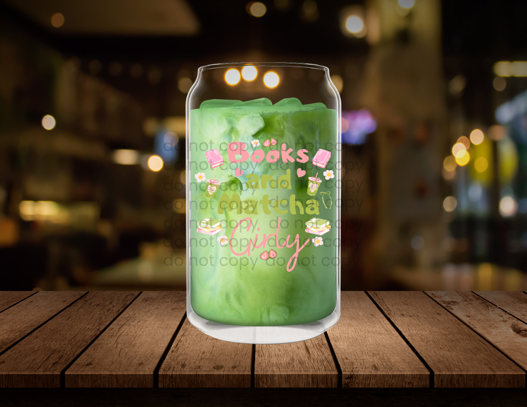 Books & Matcha Girly Clear Glass