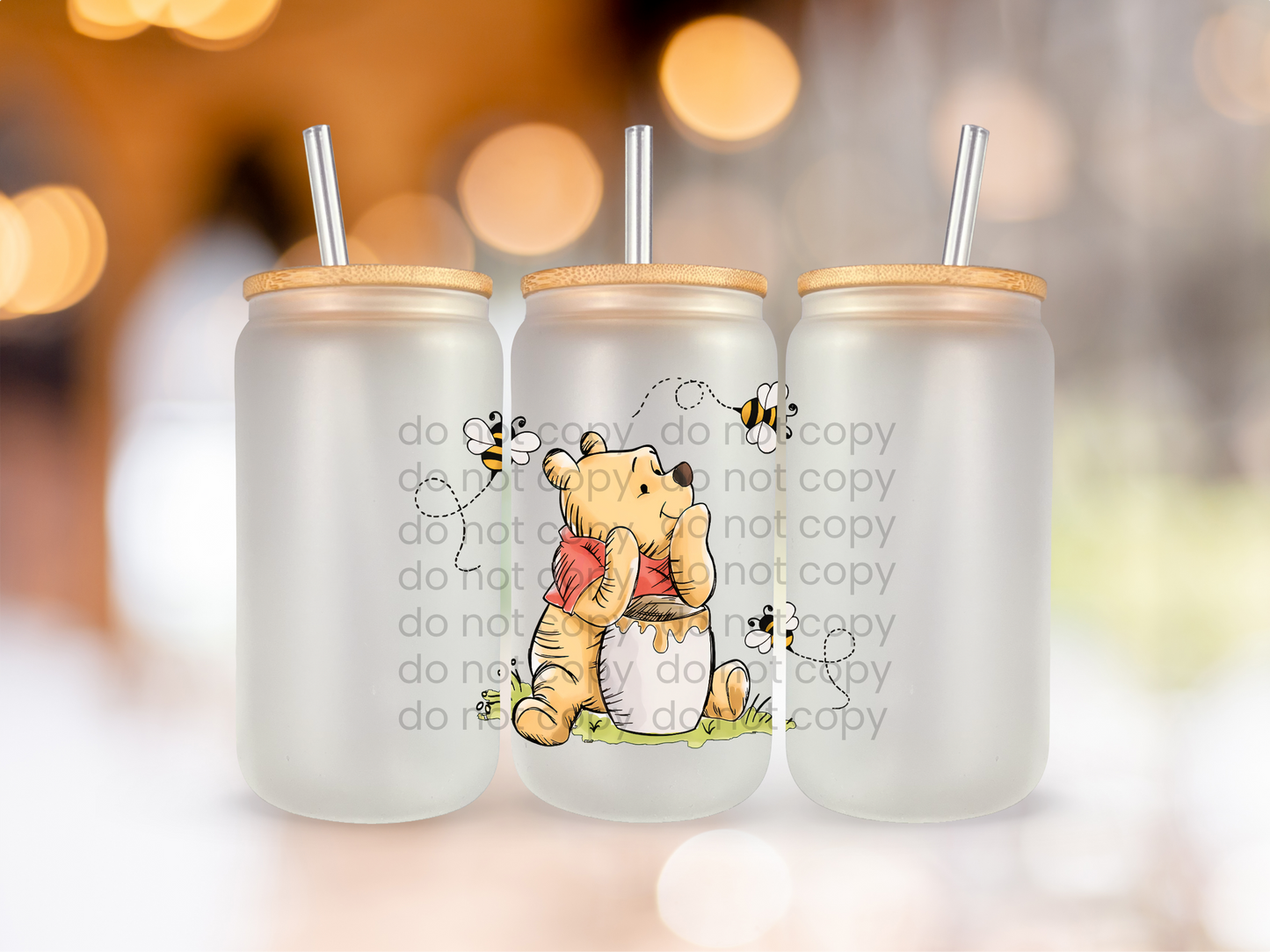 Honey Bear Frosted Glass