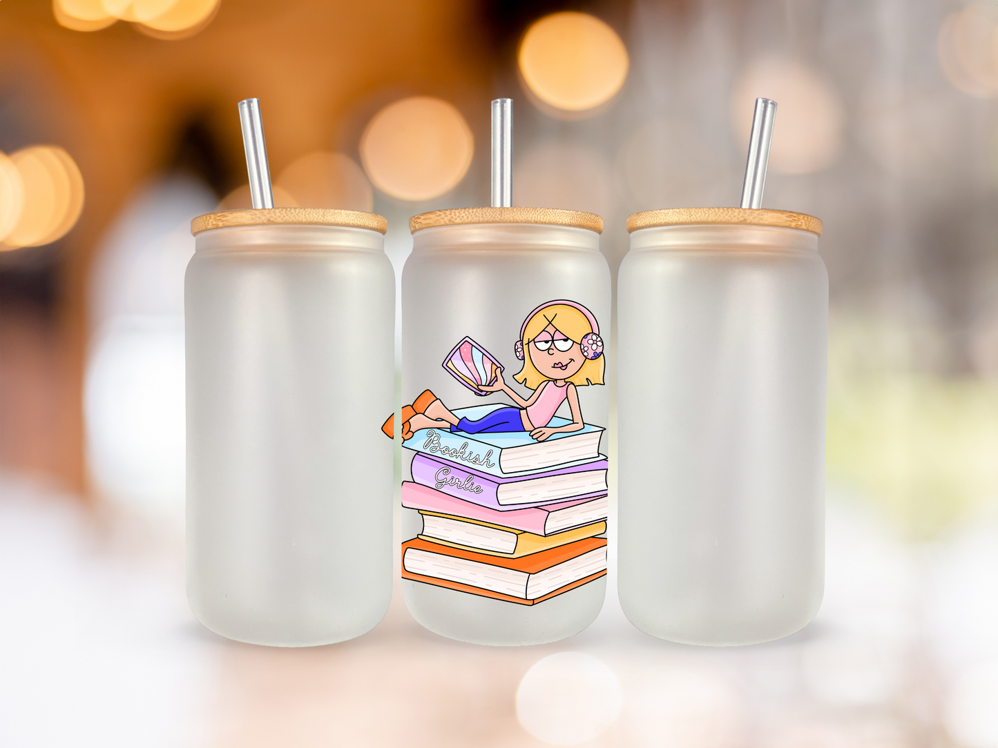 Lizzie Books Frosted Glass