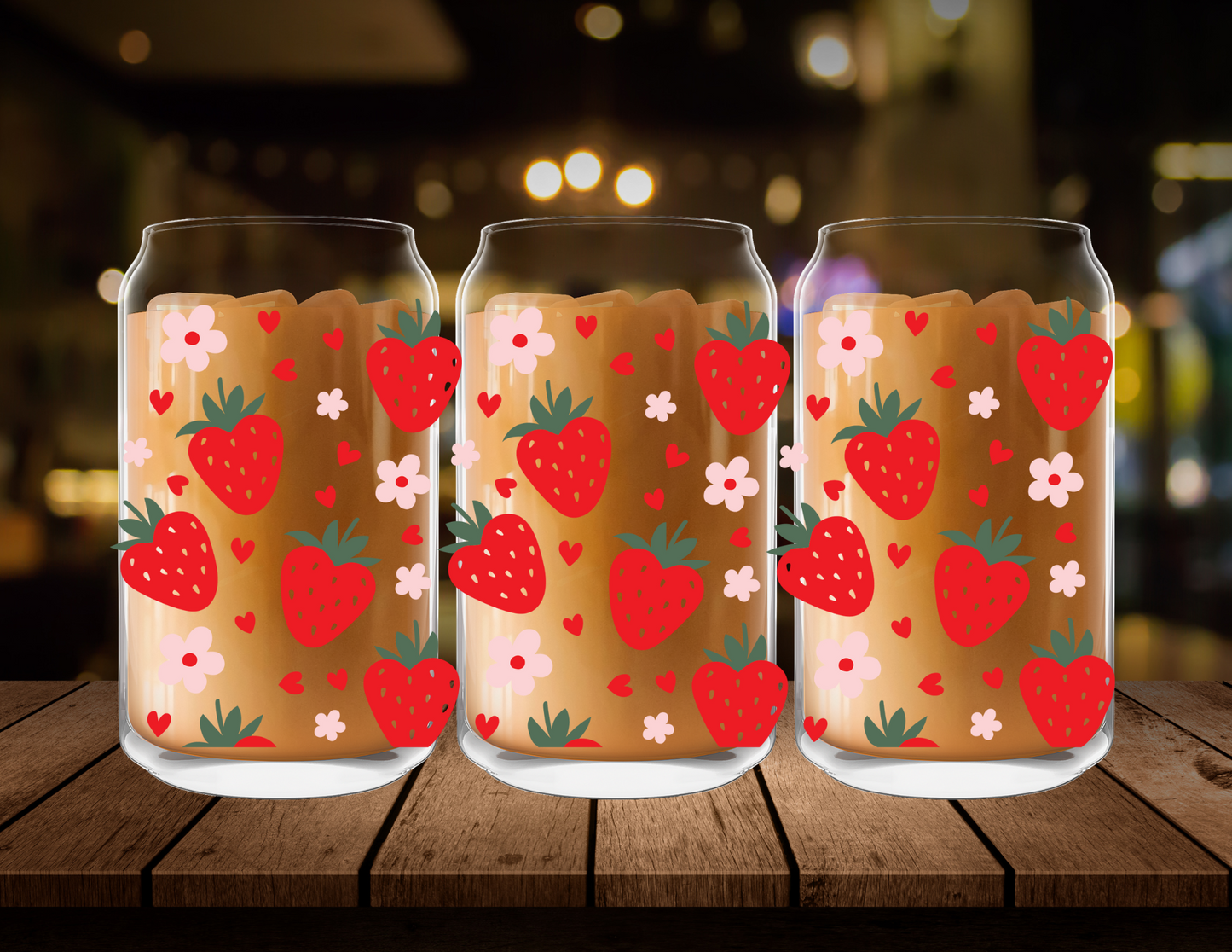 Berry Hearts Clear Glass