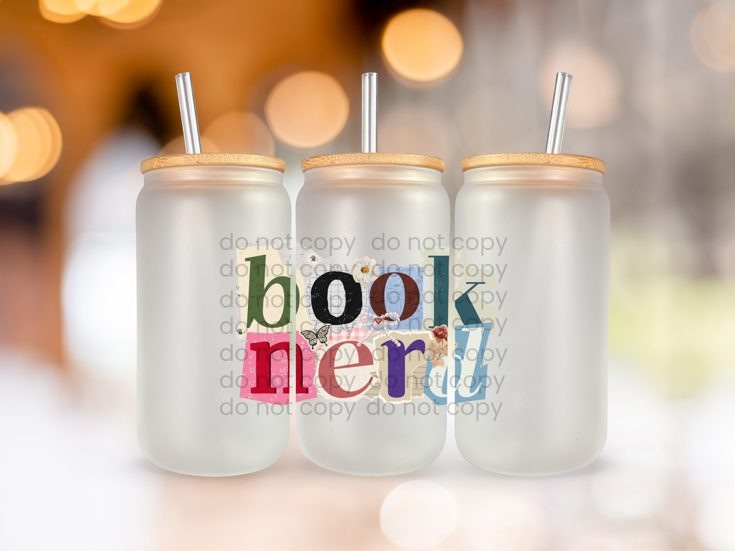 Book Nerd Frosted Glass