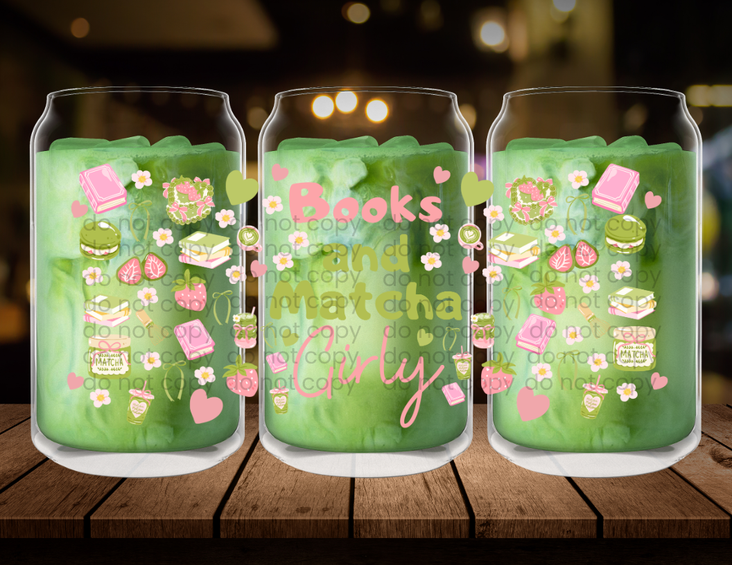 Books & Matcha Wrap Clear Glass