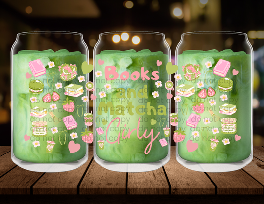 Books & Matcha Wrap Clear Glass