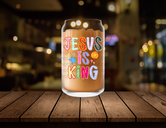 Jesus is King Clear Glass