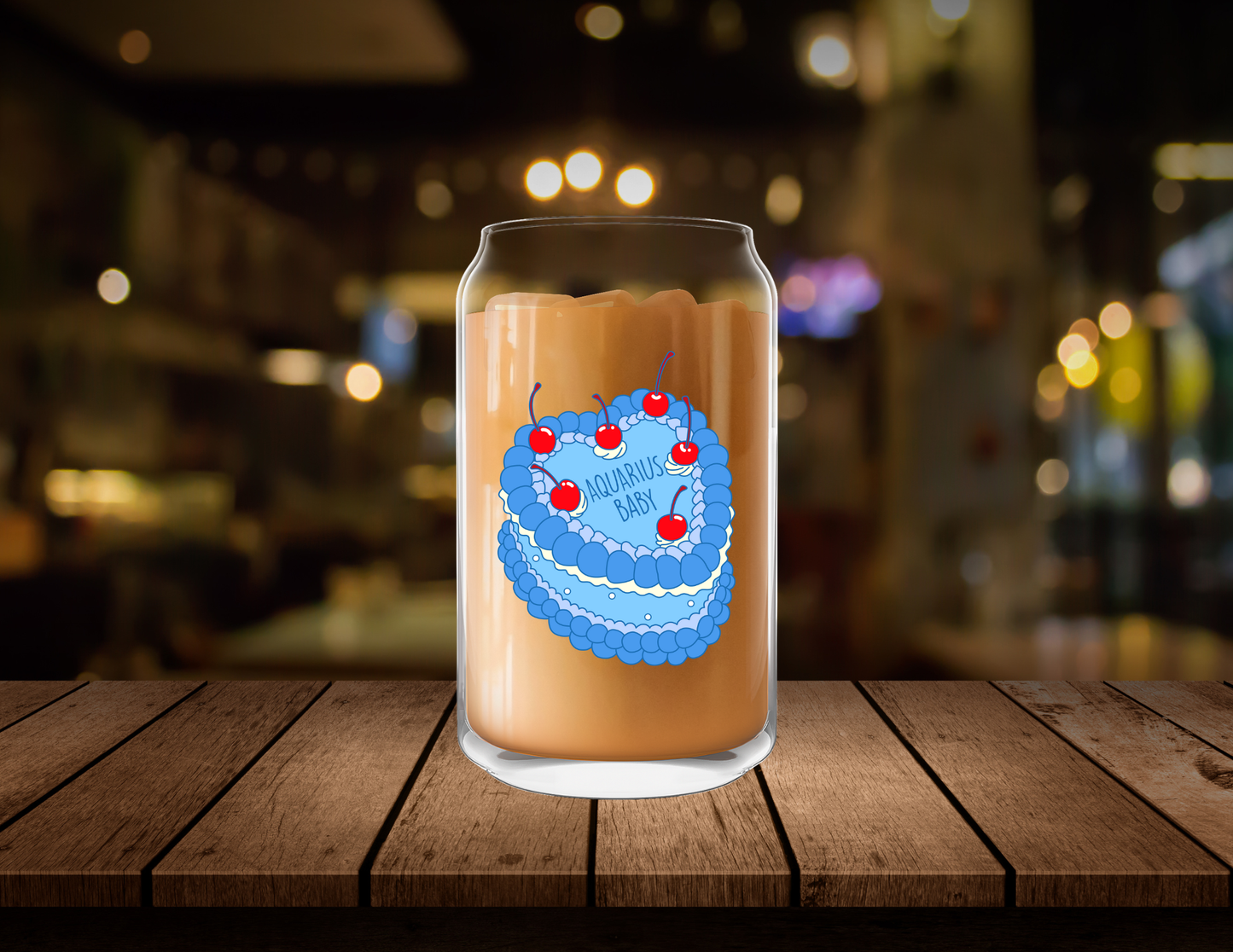 Zodiac Birthday Cake Clear Glass