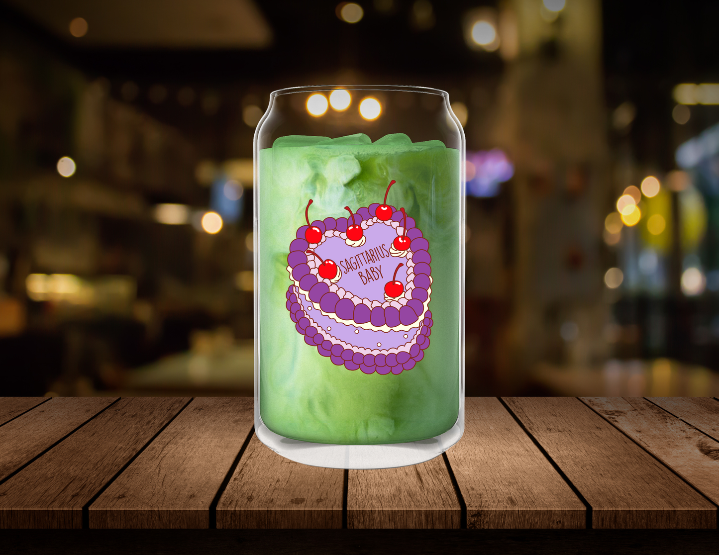 Zodiac Birthday Cake Clear Glass